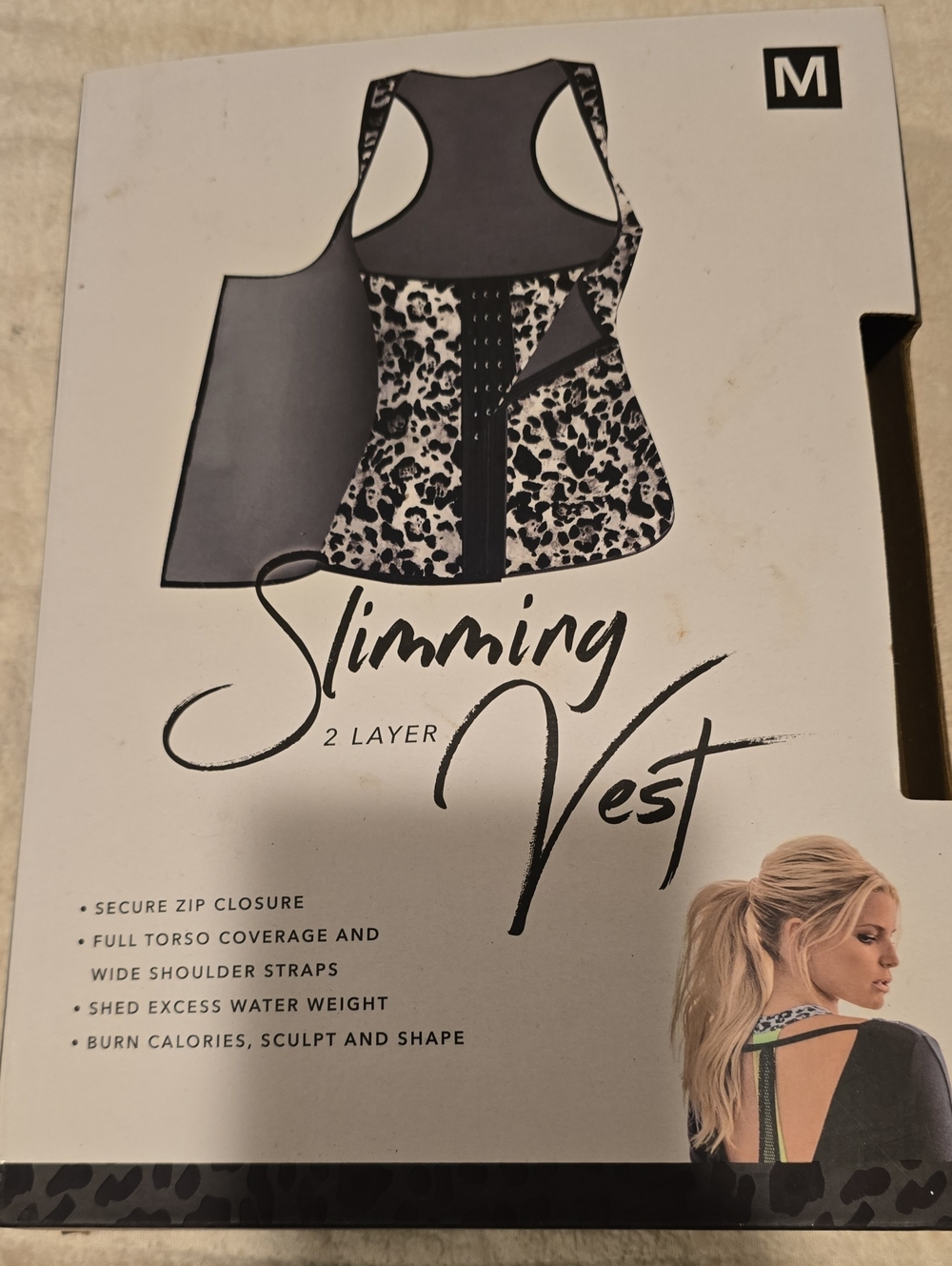 Slimming Vest 2-Layer Racerback Tank - Black/White Leopard By JESSICA SIMPSON